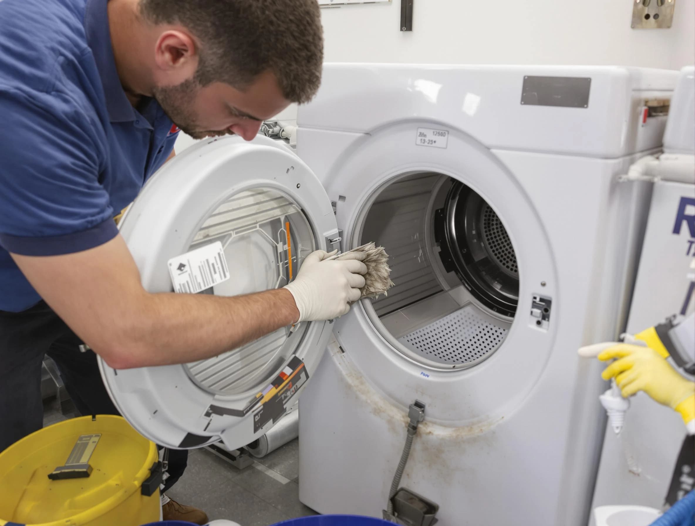 Riverton Dryer Vent Cleaning specialist performing detailed lint trap cleaning service in Riverton