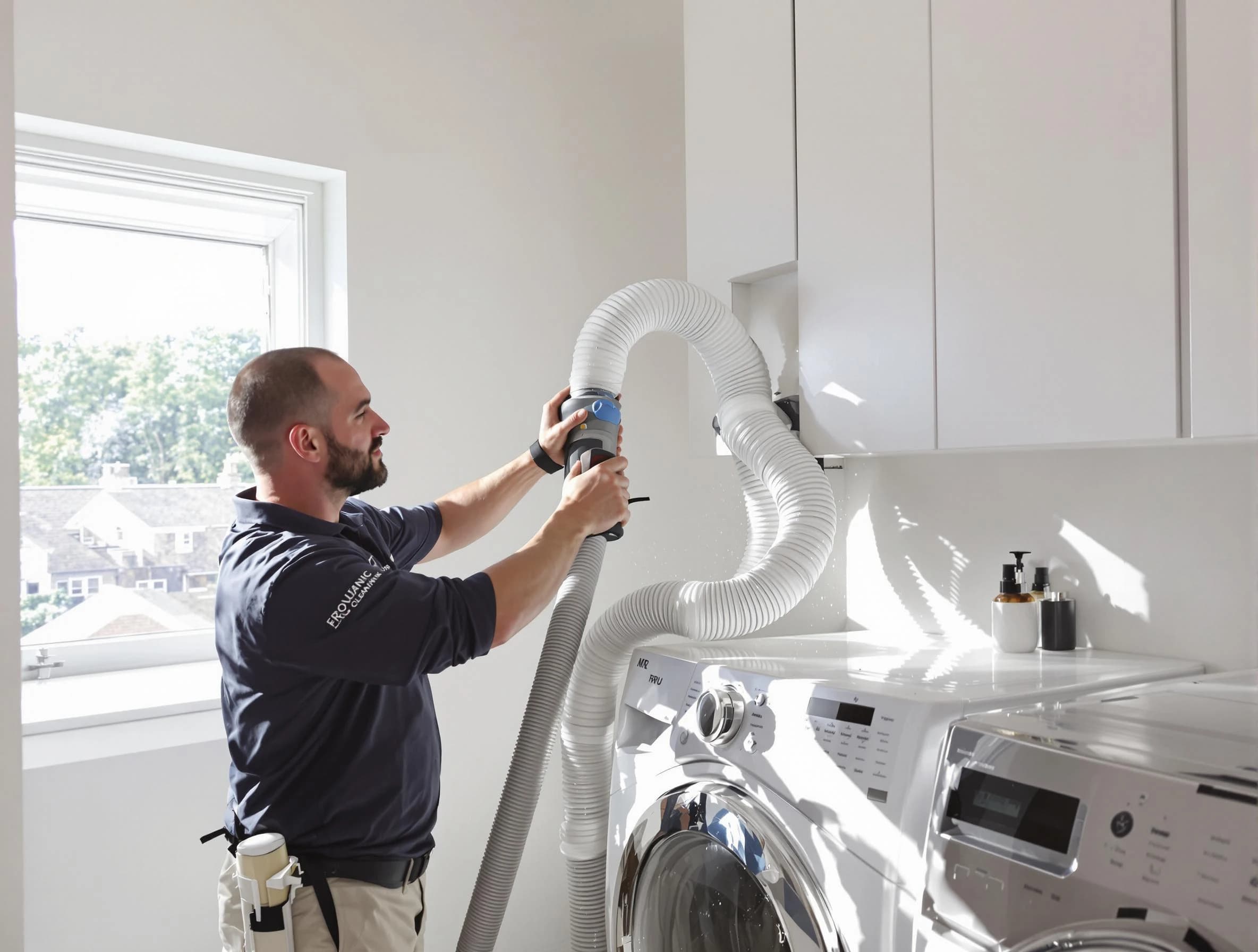 Certified Riverton Dryer Vent Cleaning technician performing dryer vent cleaning in Riverton