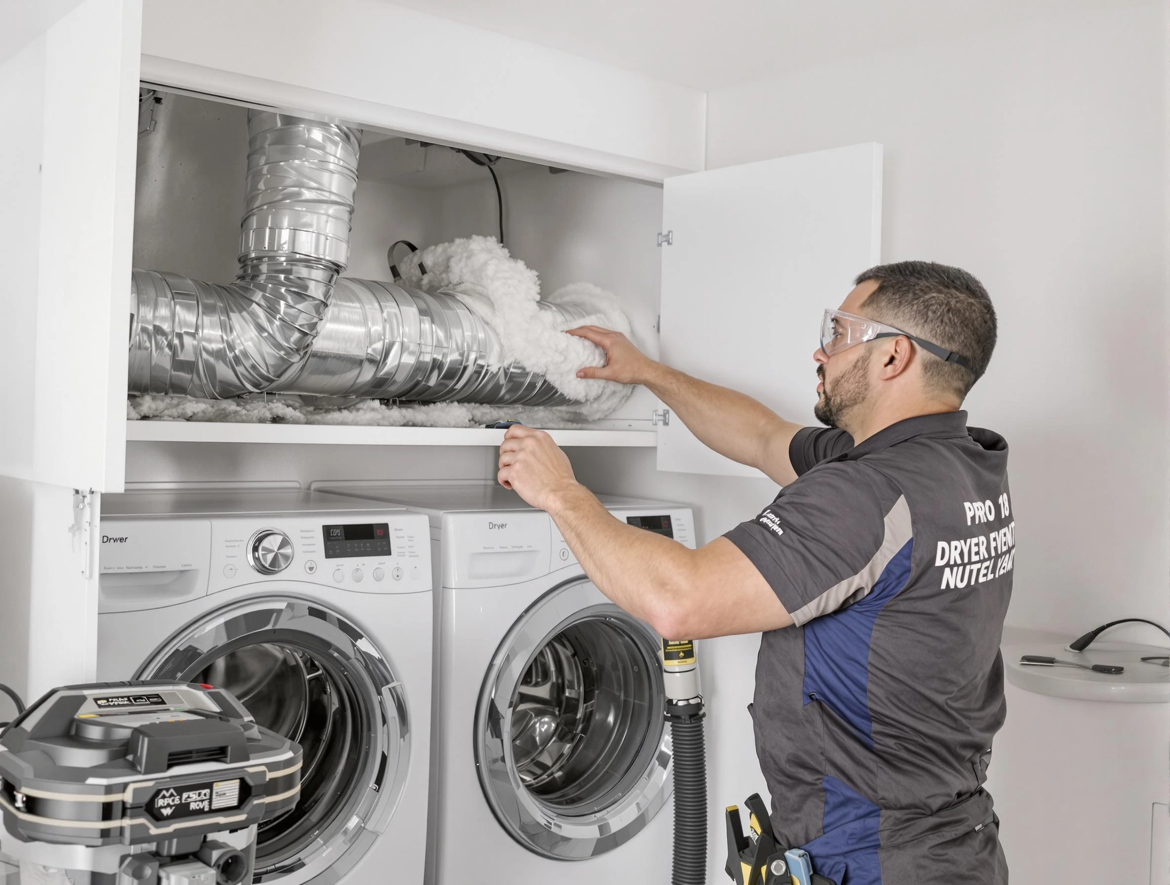 Riverton Dryer Vent Cleaning certified technician performing specialized gas dryer vent cleaning in Riverton